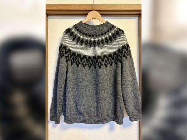 ダイヤ柄の編み込みセーター　サムネイル